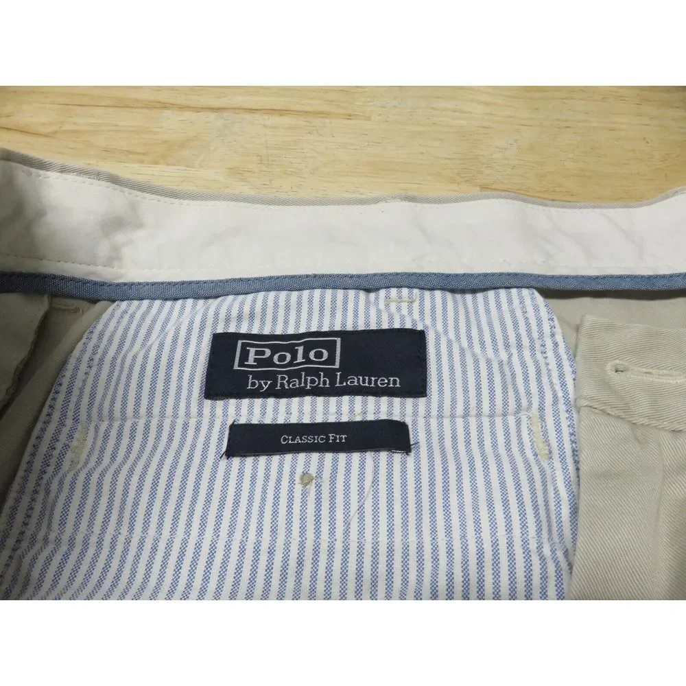 Mens Polo Ralph Lauren Chino Pants Size 38/32 Beige Preppy Classic‎ Normcore